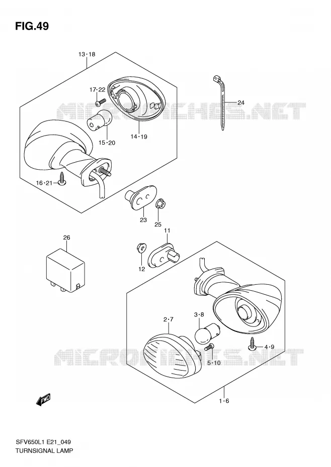 INDICATOREN Suzuki MOTO 650 GLADIUS 2011  SFV650UL1(E21)