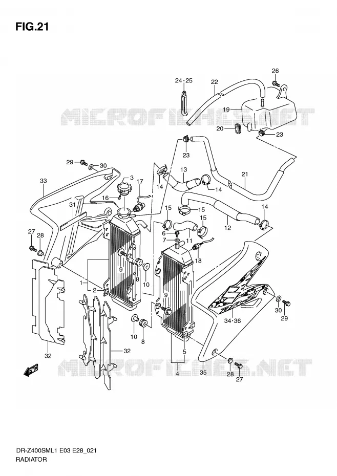 RADIATOR Suzuki MOTO 400 DR-Z 2011  DR-Z400SML1(E3/E28)