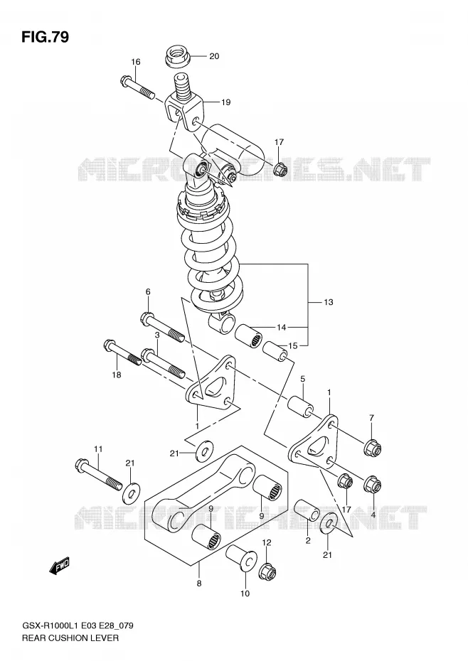 SCHOKBREKER AANEENSCHAKELING (GSX-R1000L1 E28) Suzuki MOTO 1000 GSX-R 2011  GSX-R1000L1(E3/E28)