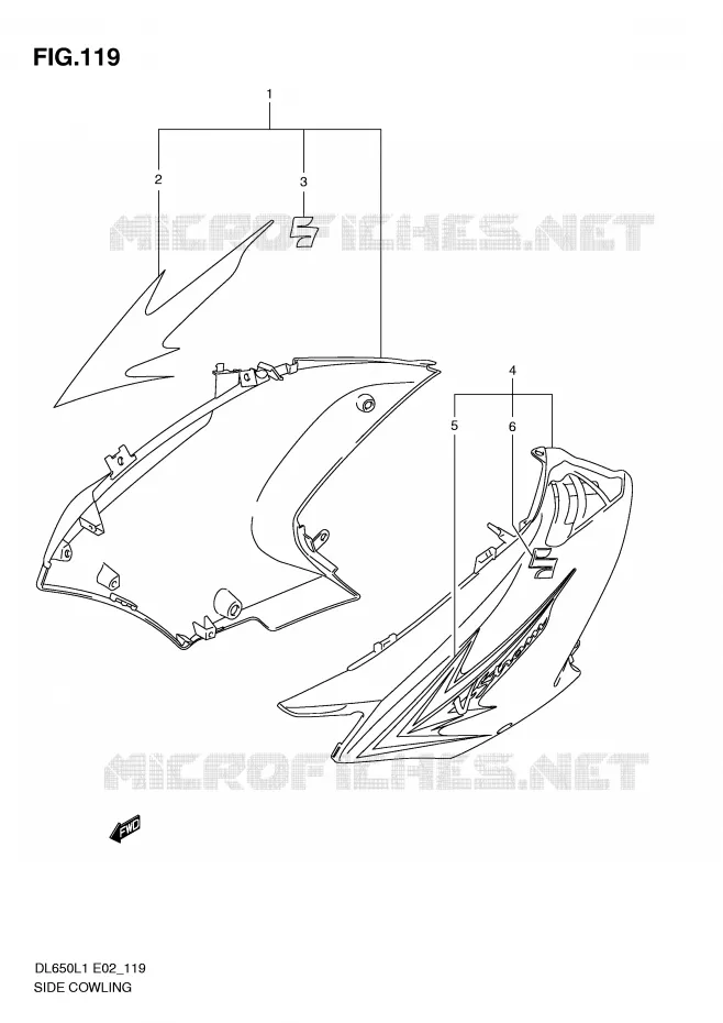 SIDE KUIP Suzuki MOTO 650 V-STROM 2011  DL650AUEL1(E2)
