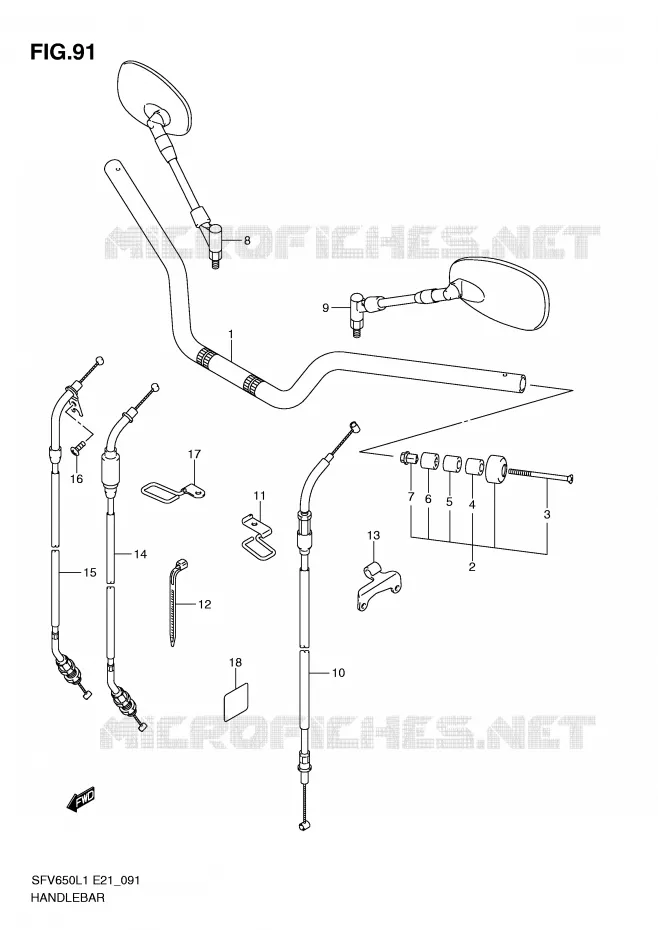 STUUR (SFV650AL1 E21) Suzuki MOTO 650 GLADIUS 2011  SFV650UAL1(E21)