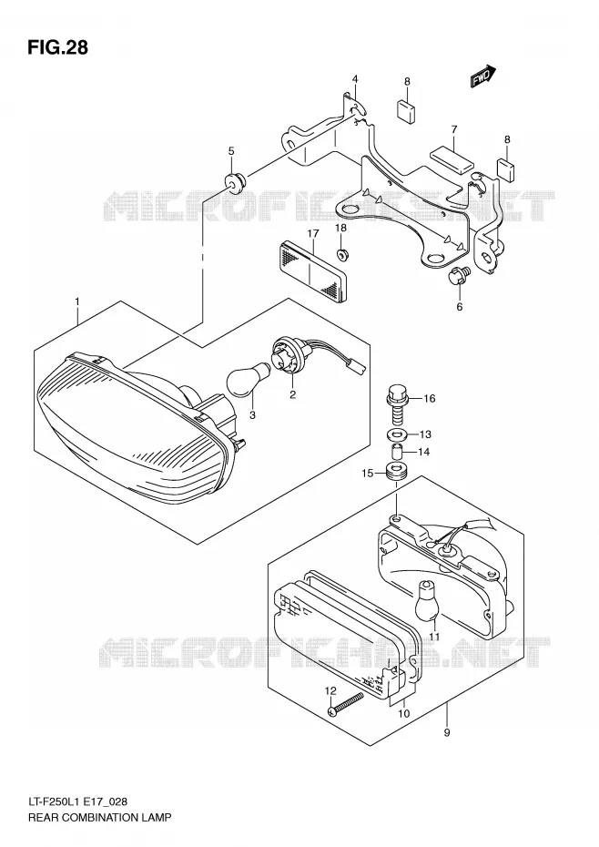 ACHTERLICHT (LT-F250L1 E17) Suzuki QUAD 250 OZARK 2011  LT-F250L1(E17)