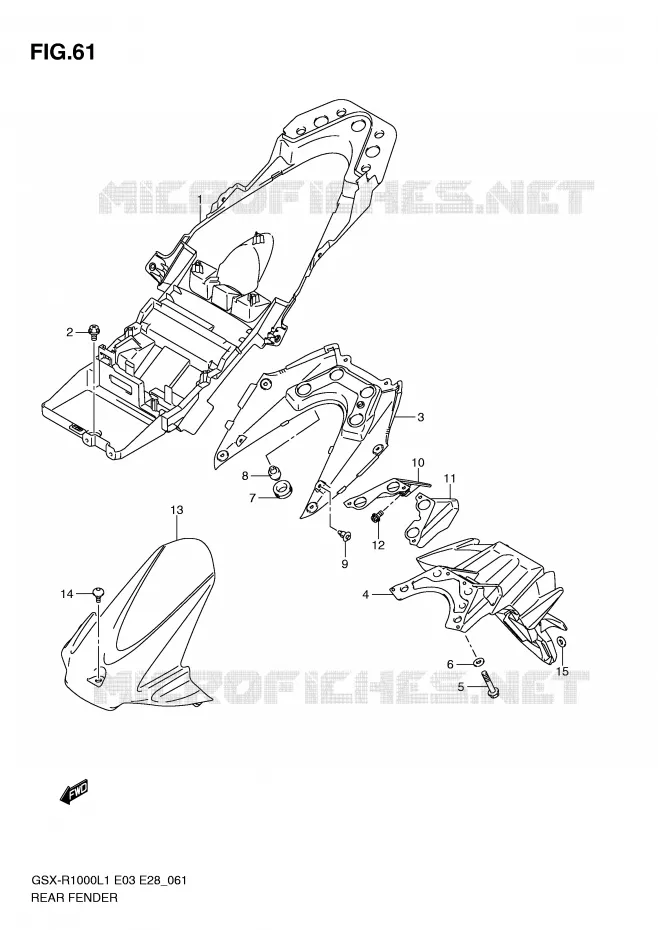 ACHTERSPATBORD Suzuki MOTO 1000 GSX-R 2011  GSX-R1000L1(E3/E28)