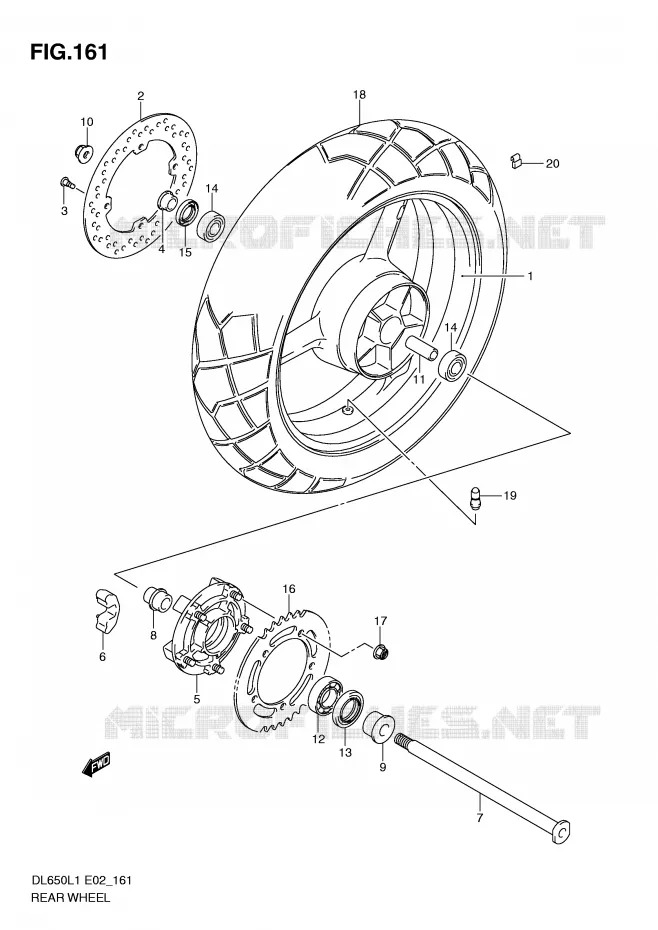 ACHTERWIEL (DL650L1 E2) Suzuki MOTO 650 V-STROM 2011  DL650L1(E2)