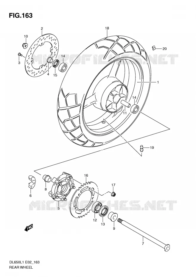 ACHTERWIEL (DL650L1 E24) Suzuki MOTO 650 V-STROM 2011  DL650AL1(E2)
