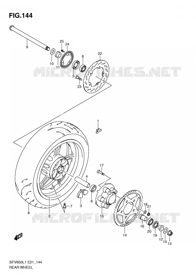 ACHTERWIEL (SFV650UAL1 E21) Suzuki MOTO 650 GLADIUS 2011  SFV650UAL1(E21)
