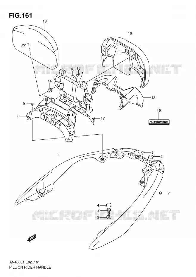 BACKREST (AN400ZAL1 E19) Suzuki SCOOTER 400 BURGMAN 2011  AN400L1(E2)