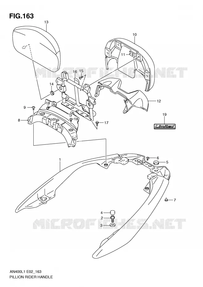 BACKREST (AN400ZAL1 E51) Suzuki SCOOTER 400 BURGMAN 2011  AN400ZAL1(E2)