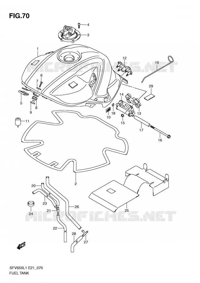 BENZINETANK (SFV650UL1 E24) Suzuki MOTO 650 GLADIUS 2011  SFV650AL1(E21)