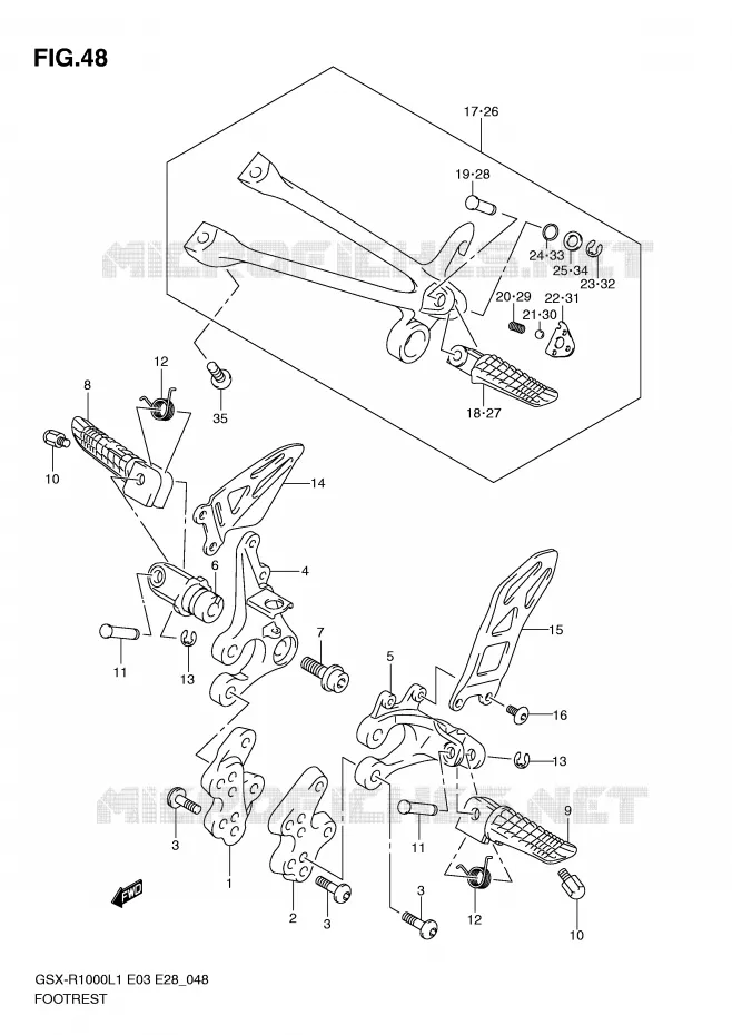 FOOTREST Suzuki MOTO 1000 GSX-R 2011  GSX-R1000L1(E3/E28)