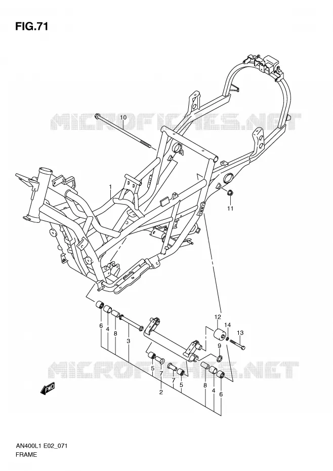 FRAME (AN400L1 E2) Suzuki SCOOTER 400 BURGMAN 2011  AN400AL1(E2)