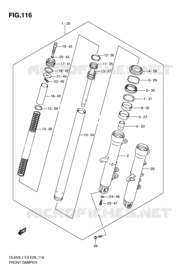 FRONT SCHOKDEMPER Suzuki MOTO 650 V-STROM 2011  DL650L1(E3)