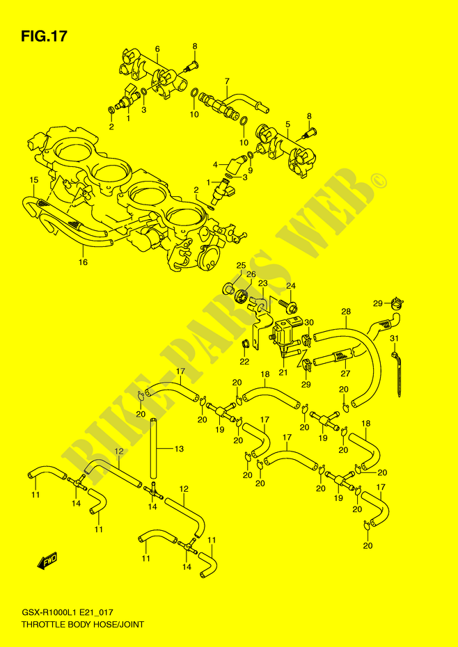 GASKLEPHUIS SLANG / JOINT (GSX R1000L1 E14) voor Suzuki GSX-R 1000 2011