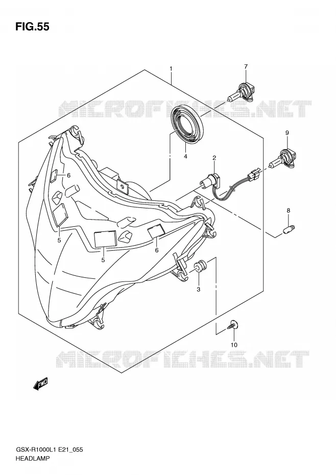 KOPLAMP (GSX-R1000L1 E14) Suzuki MOTO 1000 GSX-R 2011  GSX-R1000L1(E21)
