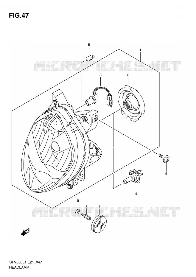 KOPLAMP (SFV650UL1 E24) Suzuki MOTO 650 GLADIUS 2011  SFV650L1(E21)