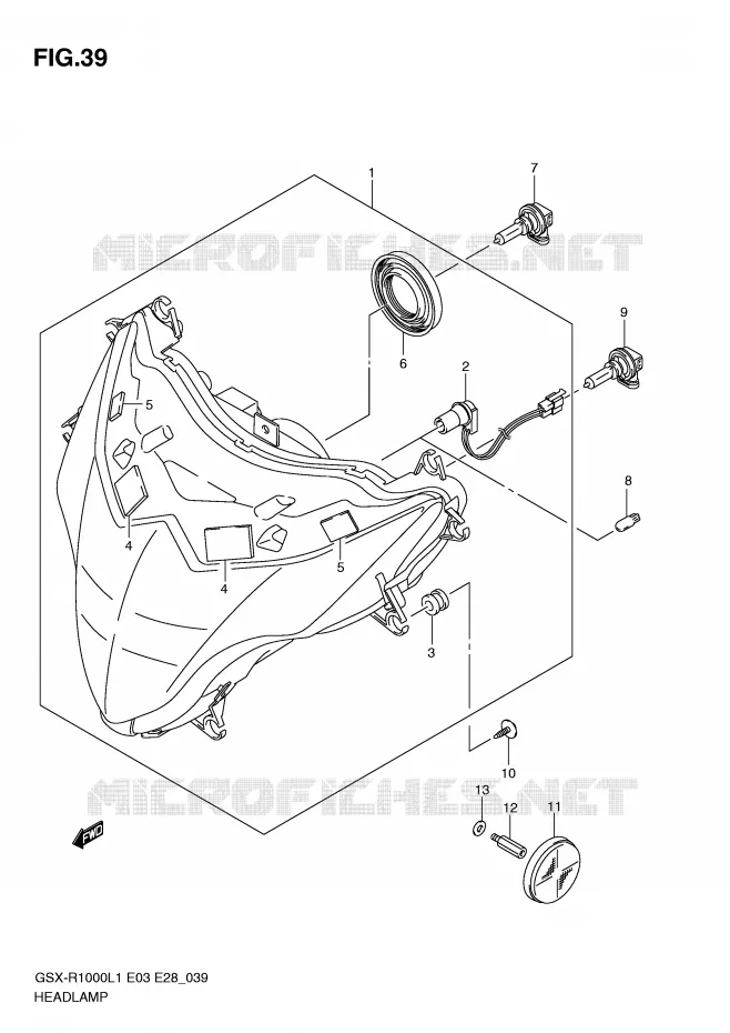 KOPLAMP Suzuki MOTO 1000 GSX-R 2011  GSX-R1000L1(E3/E28)