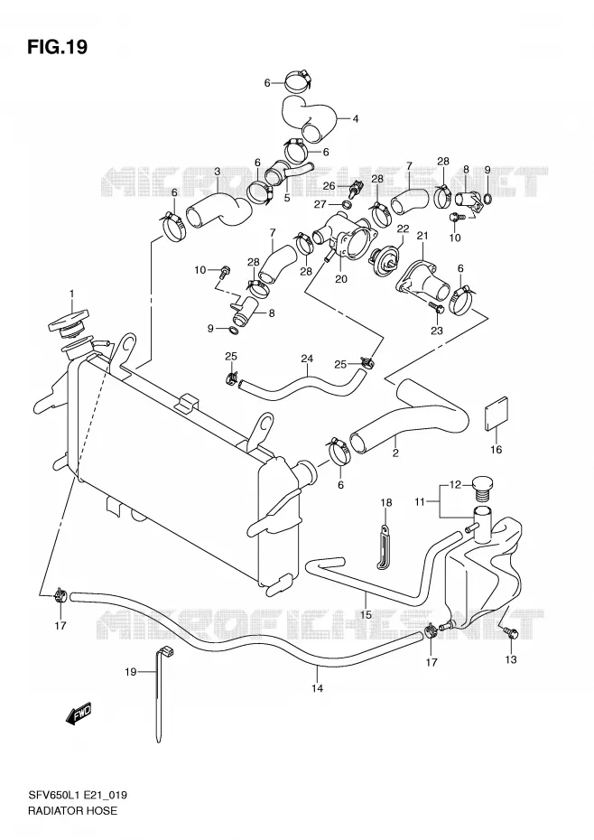 RADIATOR SLANG Suzuki MOTO 650 GLADIUS 2011  SFV650UL1(E21)