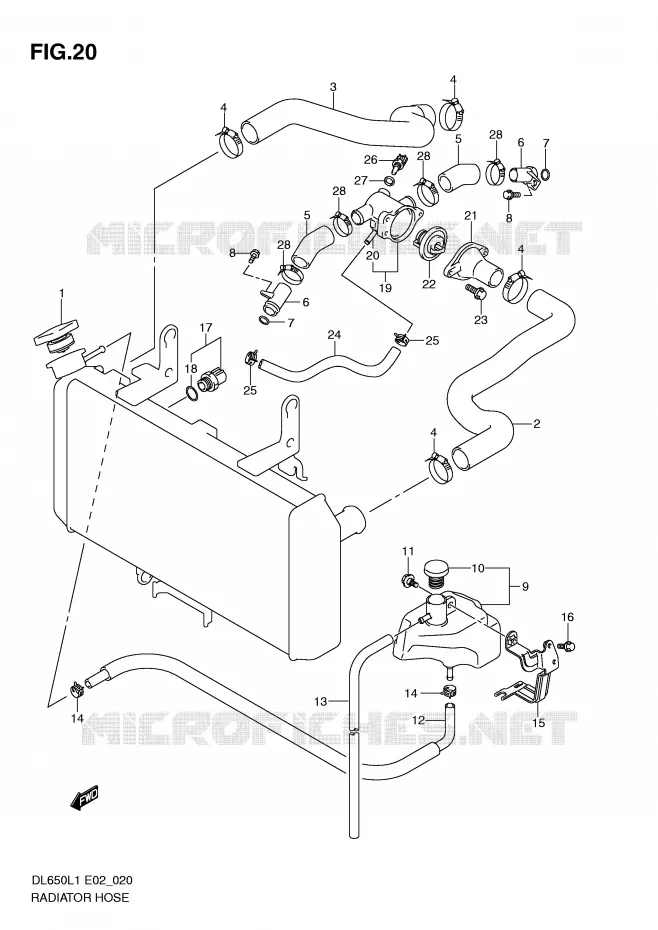 RADIATOR SLANG Suzuki MOTO 650 V-STROM 2011  DL650L1(E2)