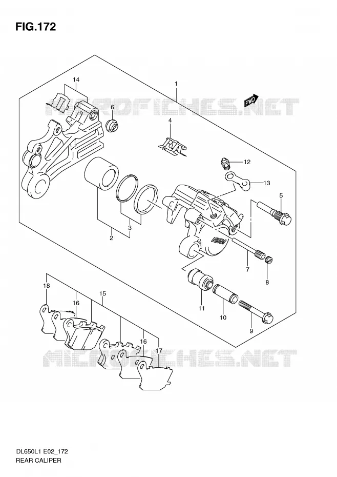 REAR CALIPER (DL650AL1 E2) Suzuki MOTO 650 V-STROM 2011  DL650UEL1(E2)