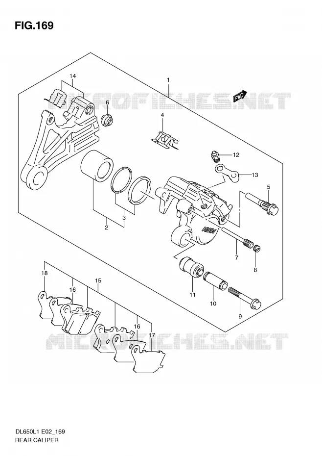 REAR CALIPER (DL650L1 E2) Suzuki MOTO 650 V-STROM 2011  DL650UEL1(E2)