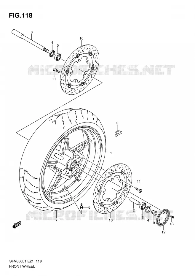 VOORWIEL (SFV650AL1 E21) Suzuki MOTO 650 GLADIUS 2011  SFV650L1(E21)