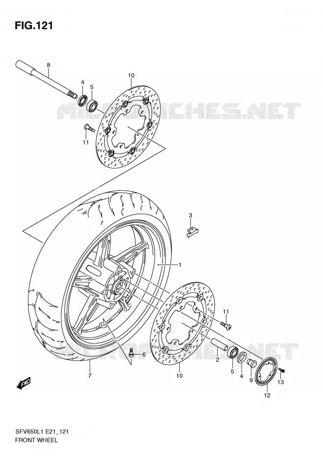 VOORWIEL (SFV650UAL1 E21) Suzuki MOTO 650 GLADIUS 2011  SFV650UAL1(E21)