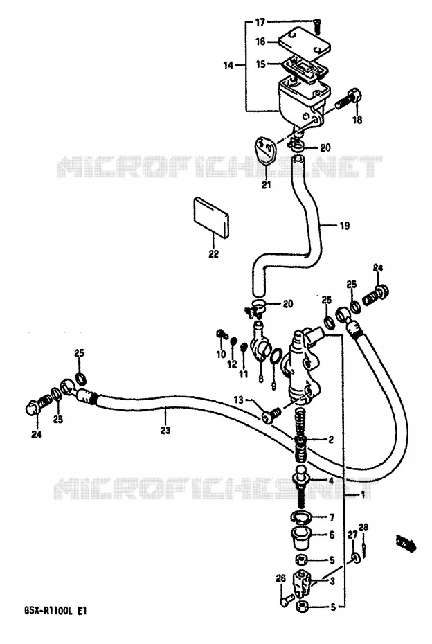 ACHTER HOOFDREMCILINDER (MODELE K) Suzuki MOTO 1100 GSX-R 1990  GSX-R1100L(K/L)