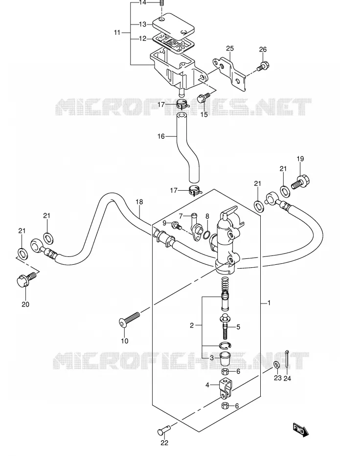 ACHTER HOOFDREMCILINDER (MODELE K3) Suzuki MOTO 1300 HAYABUSA 2000  GSX1300RU2Y(E2)