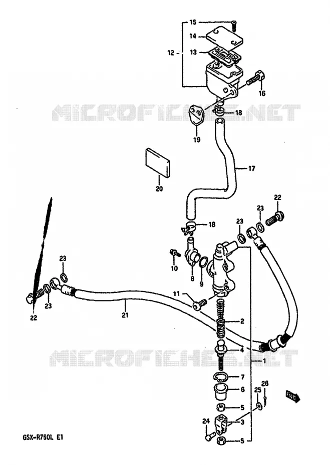 ACHTER HOOFDREMCILINDER (MODELE L) Suzuki MOTO 750 GSX-R 1988  GSX-R750J(J/K/L)