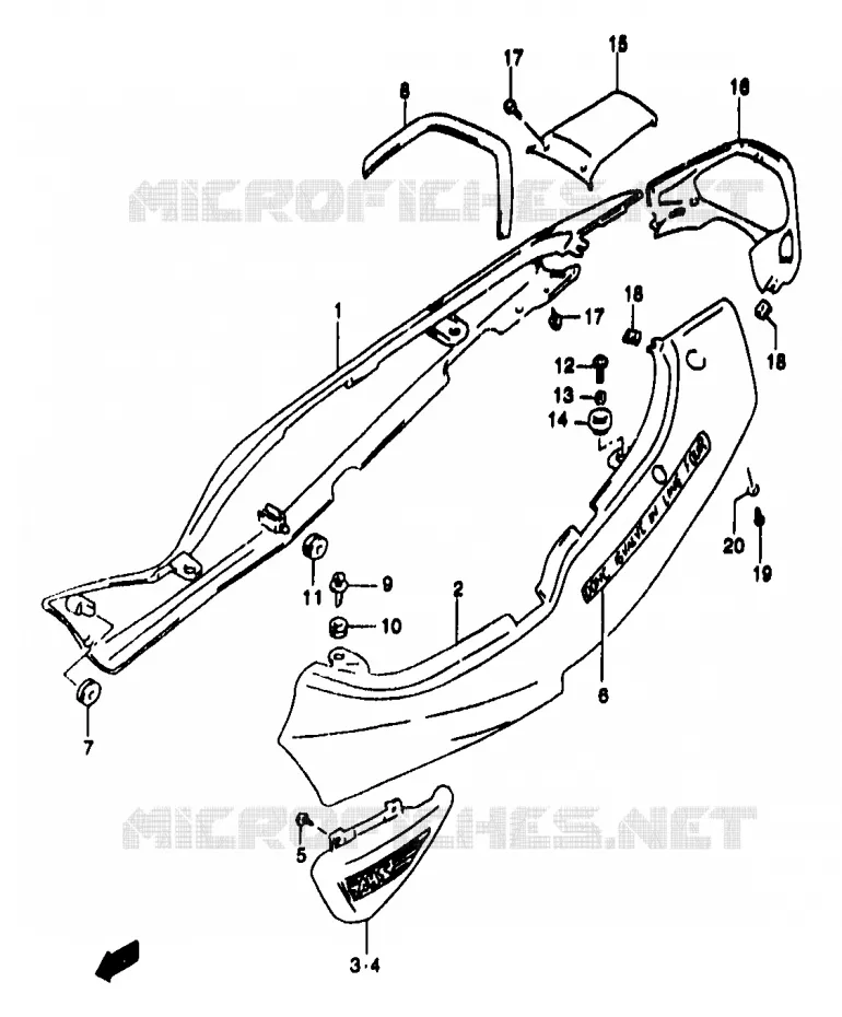 ACHTER KUIP  (GSF1200SAV) Suzuki MOTO 1200 BANDIT 1998  GSF1200SAW(T/V/W/X/Y)