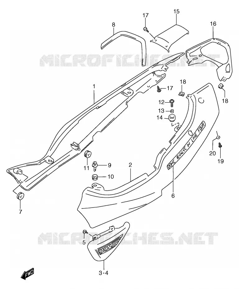 ACHTER KUIP  (GSF1200SAW) Suzuki MOTO 1200 BANDIT 1998  GSF1200SAW(E2)