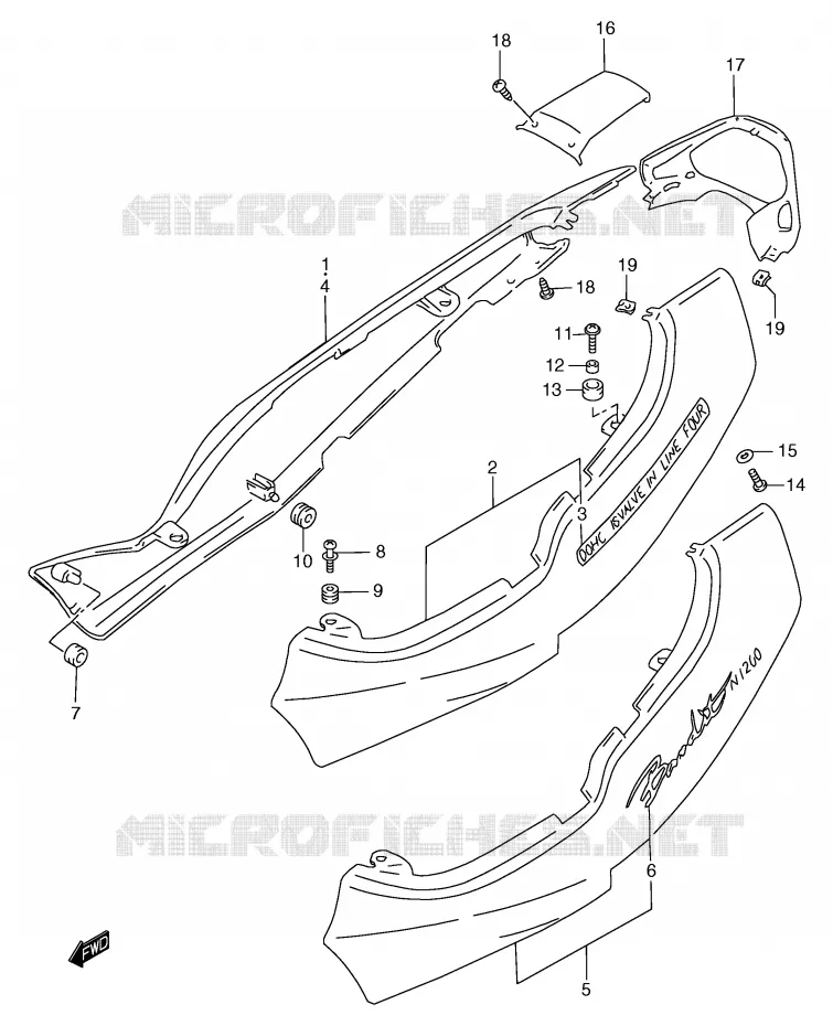 ACHTER KUIP  (GSF1200V/SV) Suzuki MOTO 1200 BANDIT 1998  GSF1200W(E2)