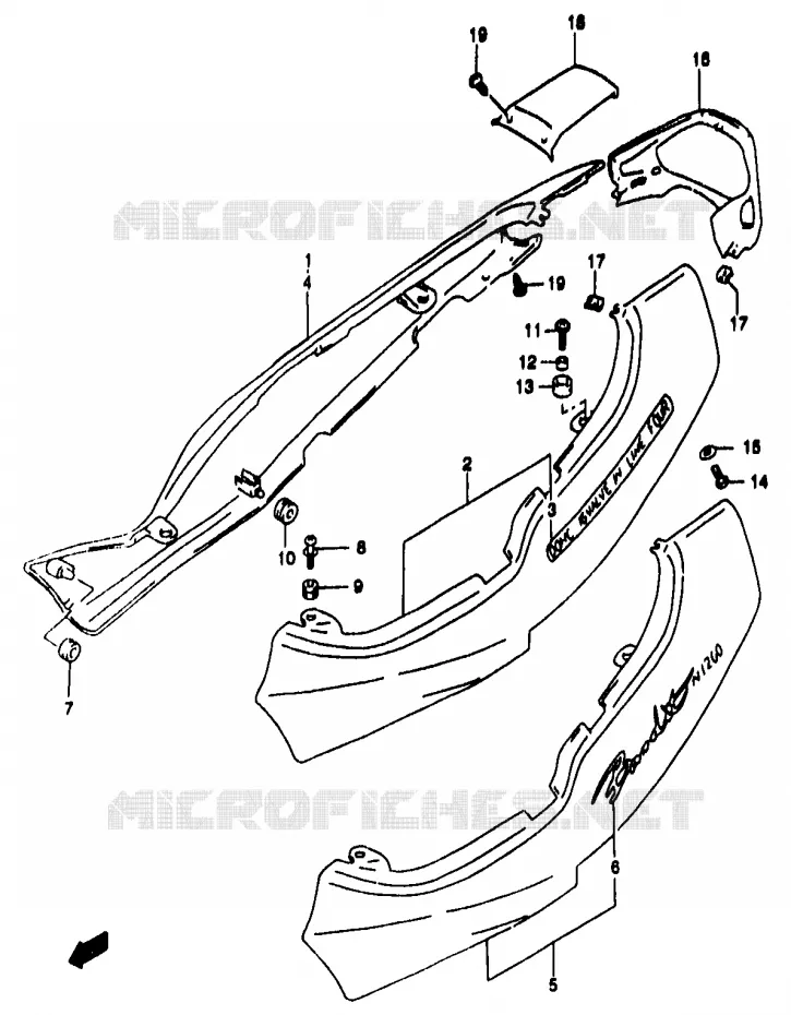 ACHTER KUIP  (GSF1200W/SW) Suzuki MOTO 1200 BANDIT 1997  GSF1200V(T/V/W/X/Y)
