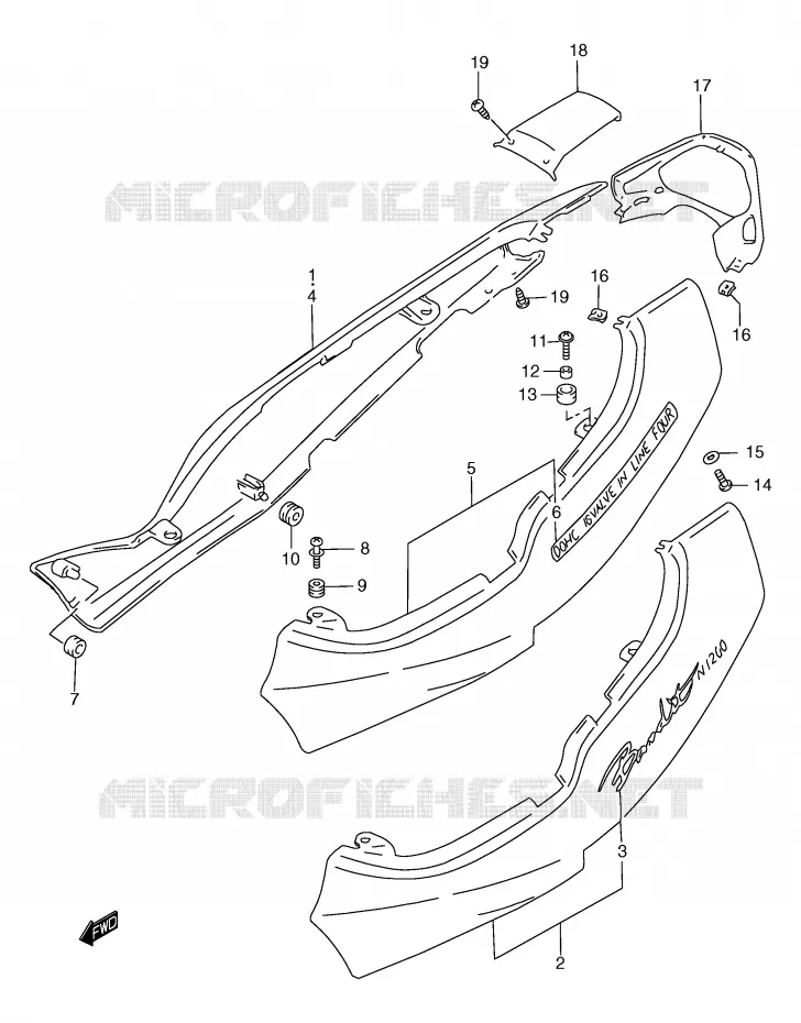 ACHTER KUIP  (GSF1200X/SX) Suzuki MOTO 1200 BANDIT 1997  GSF1200SAV(E2)