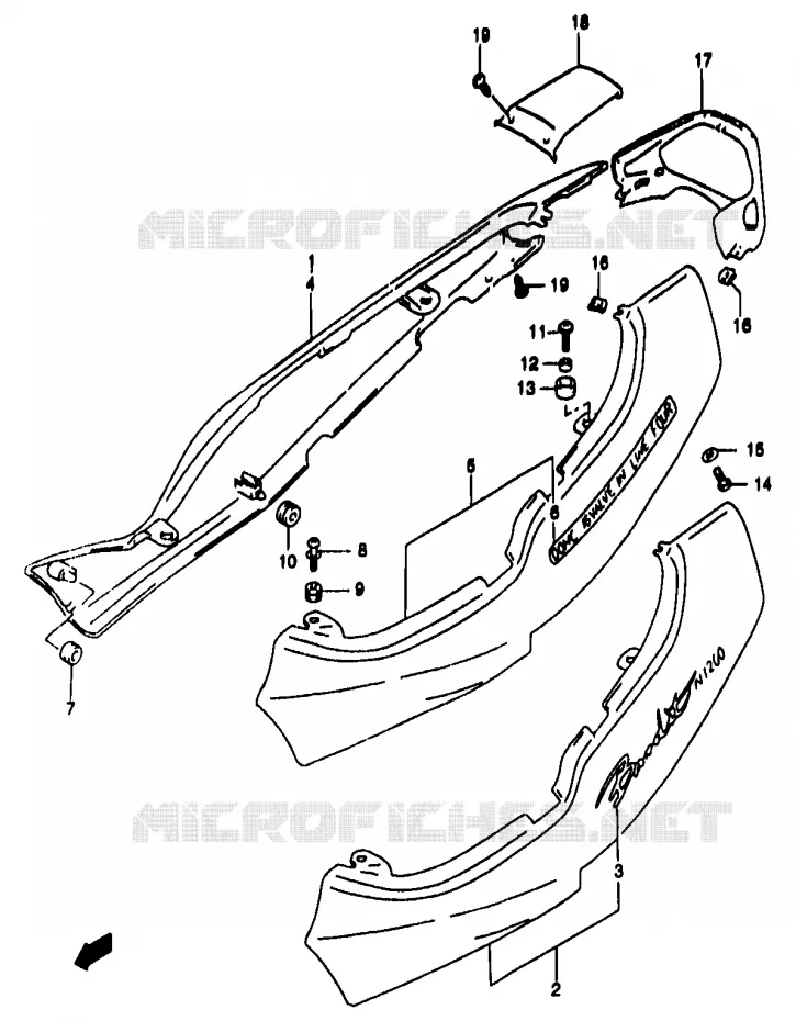ACHTER KUIP  (GSF1200X/SX) Suzuki MOTO 1200 BANDIT 1999  GSF1200SAX(T/V/W/X/Y)