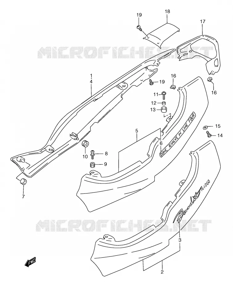 ACHTER KUIP  (GSF1200Y/SY) Suzuki MOTO 1200 BANDIT 2000  GSF1200SAY(E2)