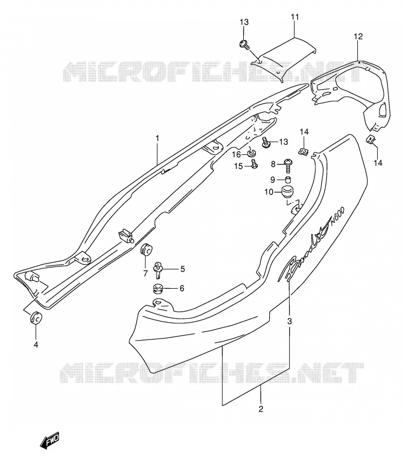ACHTER KUIP  (GSF600S/US/T/UT/V/UV) Suzuki MOTO 600 BANDIT 1995  GSF600S/GSF600US