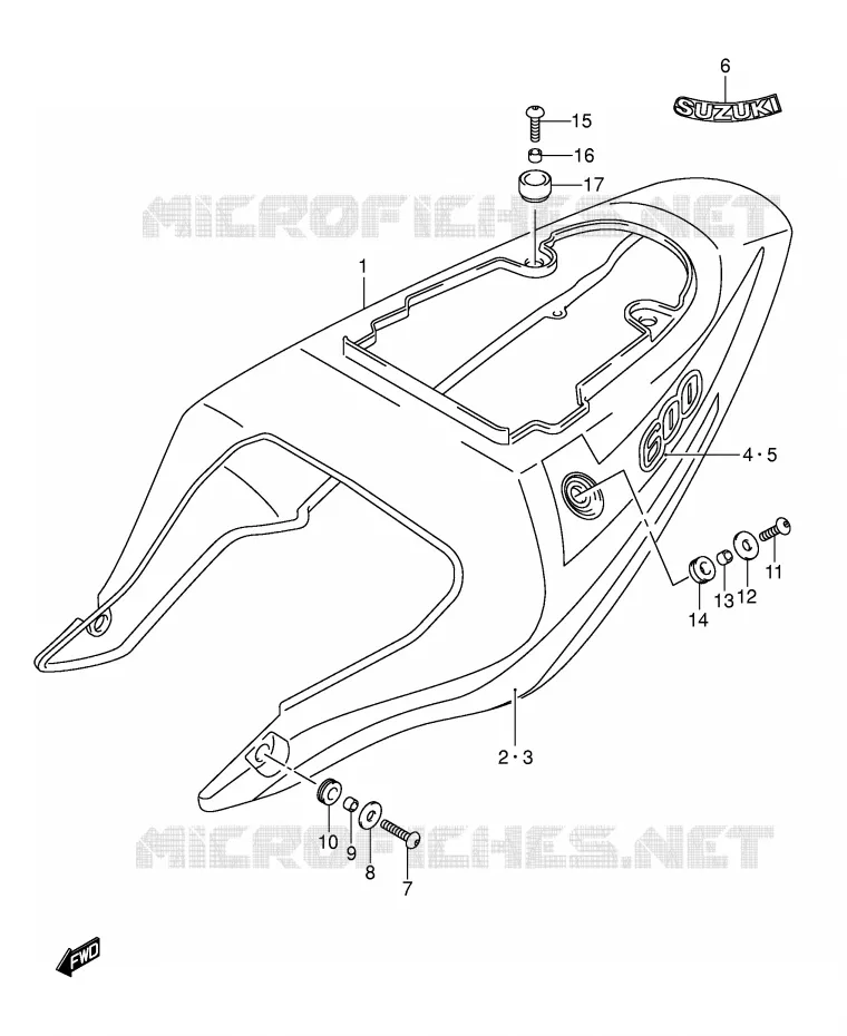ACHTER KUIP  (GSX-R600K3) Suzuki MOTO 600 GSX-R 2003  GSX-R600U2K3(E2)