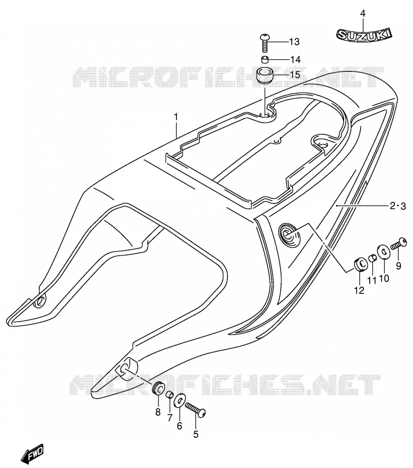 ACHTER KUIP  (GSX-R600ZK3) Suzuki MOTO 600 GSX-R 2001  GSX-R600U2K1(E2)