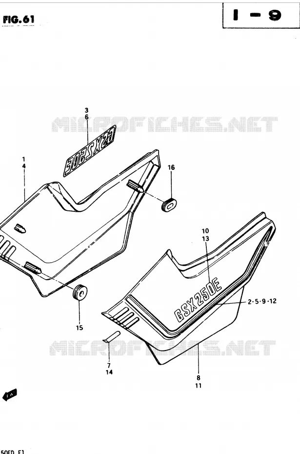 ACHTER KUIP  (MODELE D) Suzuki MOTO 250 GSX 1983  GSX250ESD(Z/D)