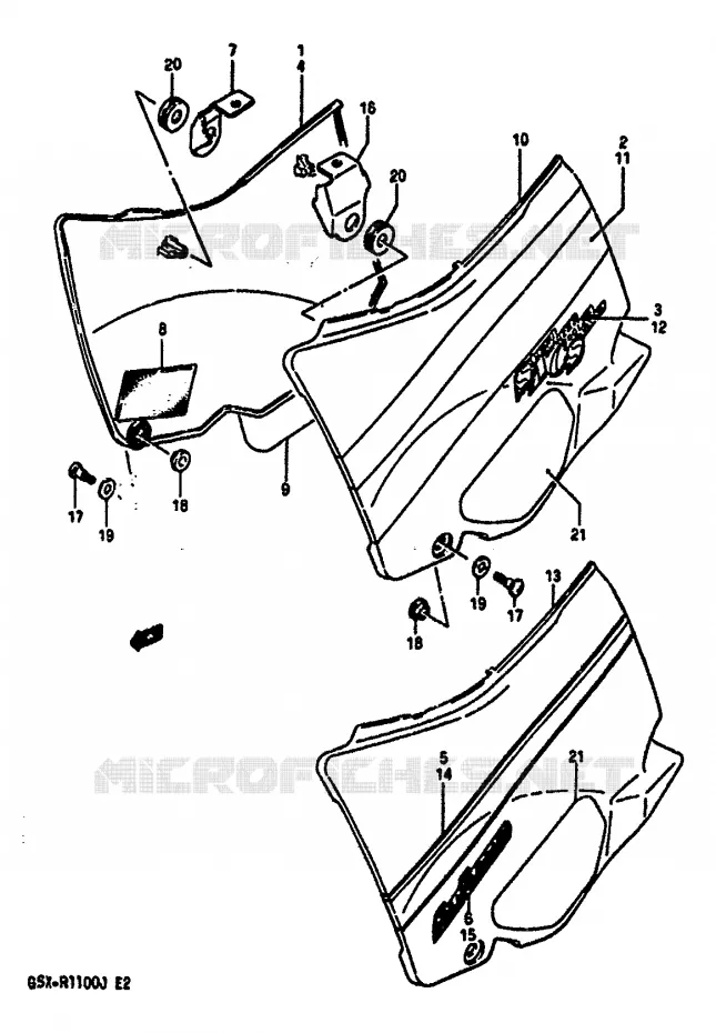ACHTER KUIP  (MODELE G/H) Suzuki MOTO 1100 GSX-R 1986  GSX-R1100G(G/H/J)