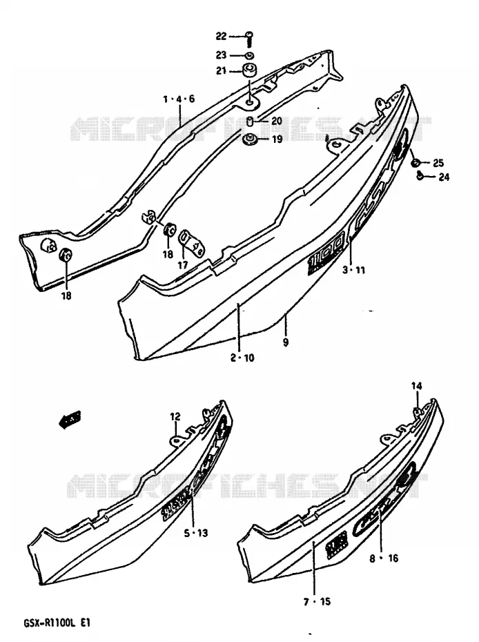 ACHTER KUIP  (MODELE K) Suzuki MOTO 1100 GSX-R 1990  GSX-R1100L(K/L)