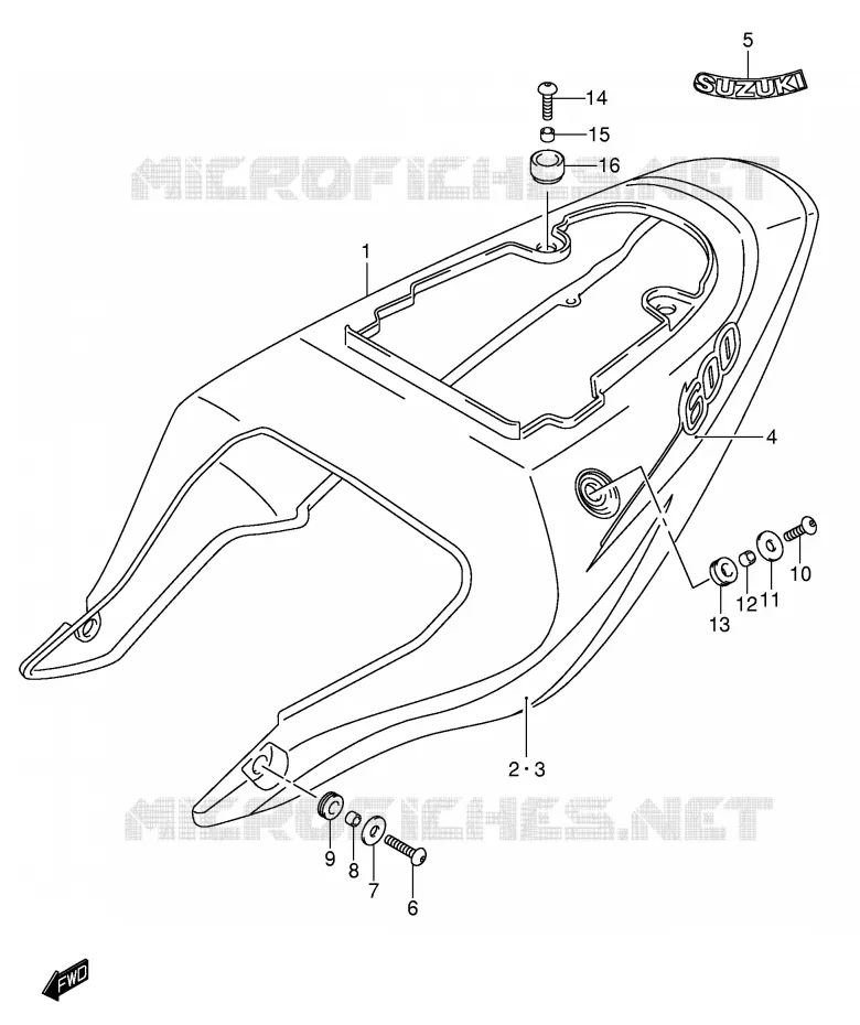 ACHTER KUIP  (MODELE K2) Suzuki MOTO 600 GSX-R 2001  GSX-R600U2K1(E2)