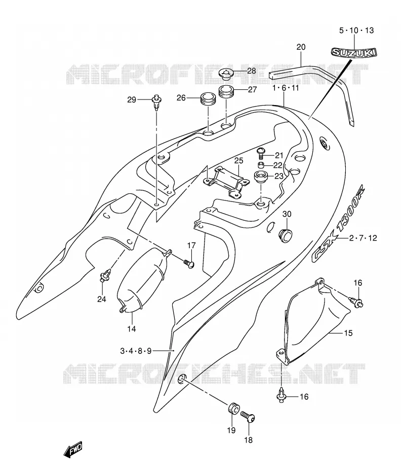 ACHTER KUIP  (MODELE K3) Suzuki MOTO 1300 HAYABUSA 2003  GSX1300RU2K3(E2)