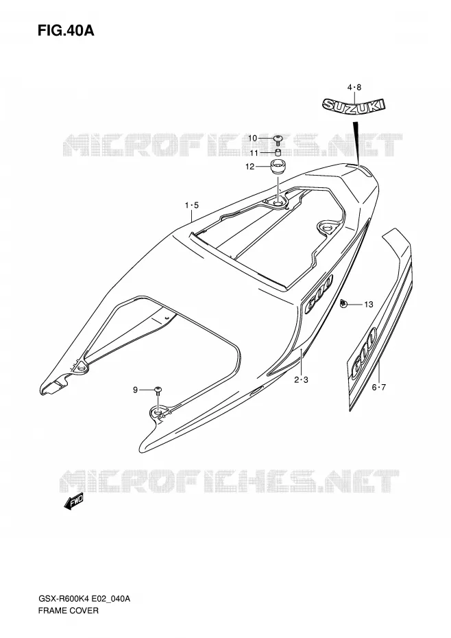 ACHTER KUIP  (MODELE K5) Suzuki MOTO 600 GSX-R 2005  GSX-R600U3XK5(E2)