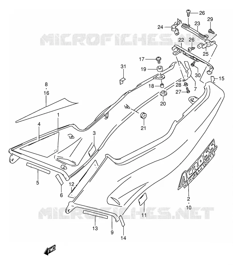 ACHTER KUIP  (MODELE P/R/T) Suzuki MOTO 250 GSX 1994  GSX250FR(E24)