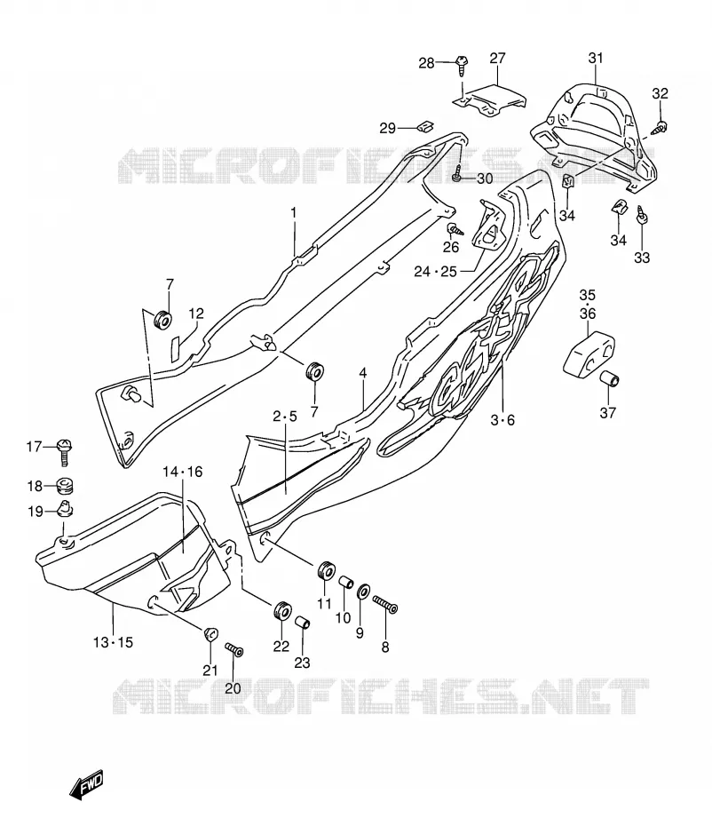 ACHTER KUIP  (MODELE S) Suzuki MOTO 1100 GSX-R 1997  GSX-R1100WV(E28)