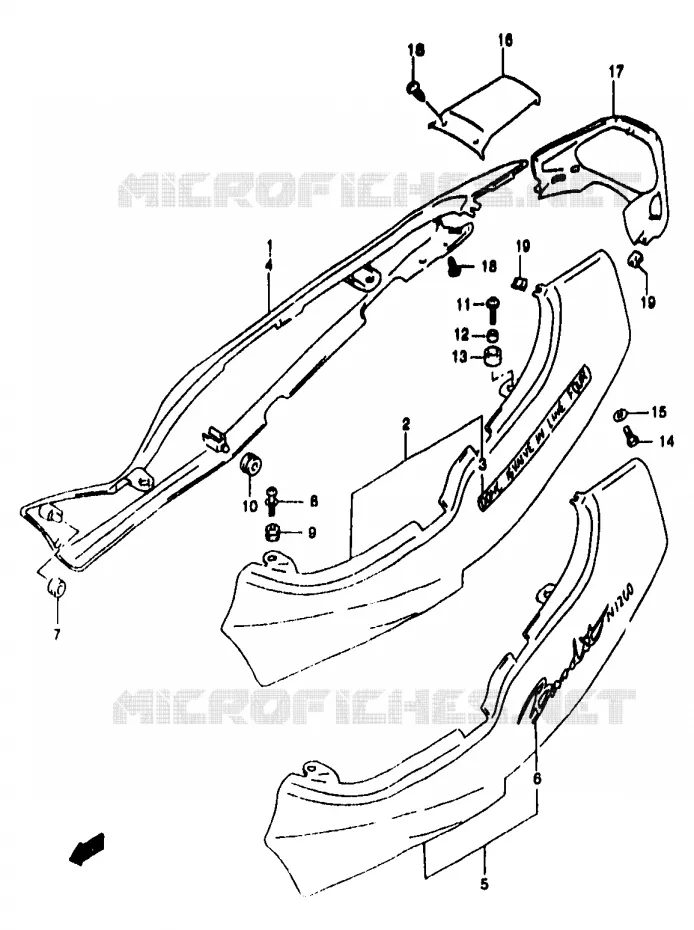 ACHTER KUIP  (MODELE T) Suzuki MOTO 1200 BANDIT 1998  GSF1200SW(T/V/W/X/Y)