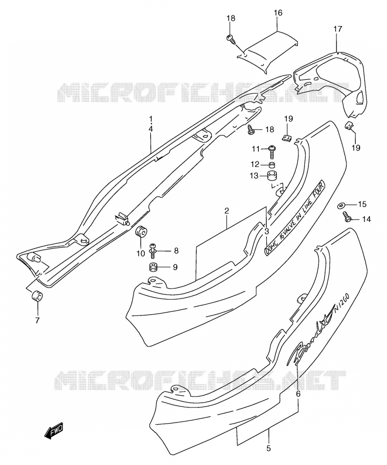 ACHTER KUIP  (MODELE T) Suzuki MOTO 1200 BANDIT 2000  GSF1200SAY(E2)