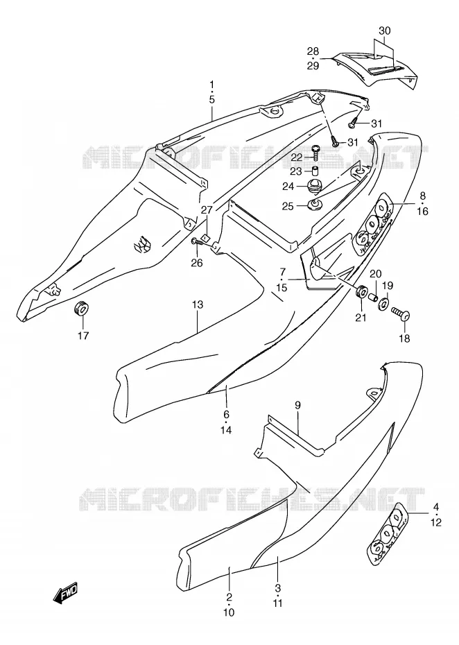 ACHTER KUIP  (MODELE V) Suzuki MOTO 600 GSX-R 1999  GSX-R600X(E2)